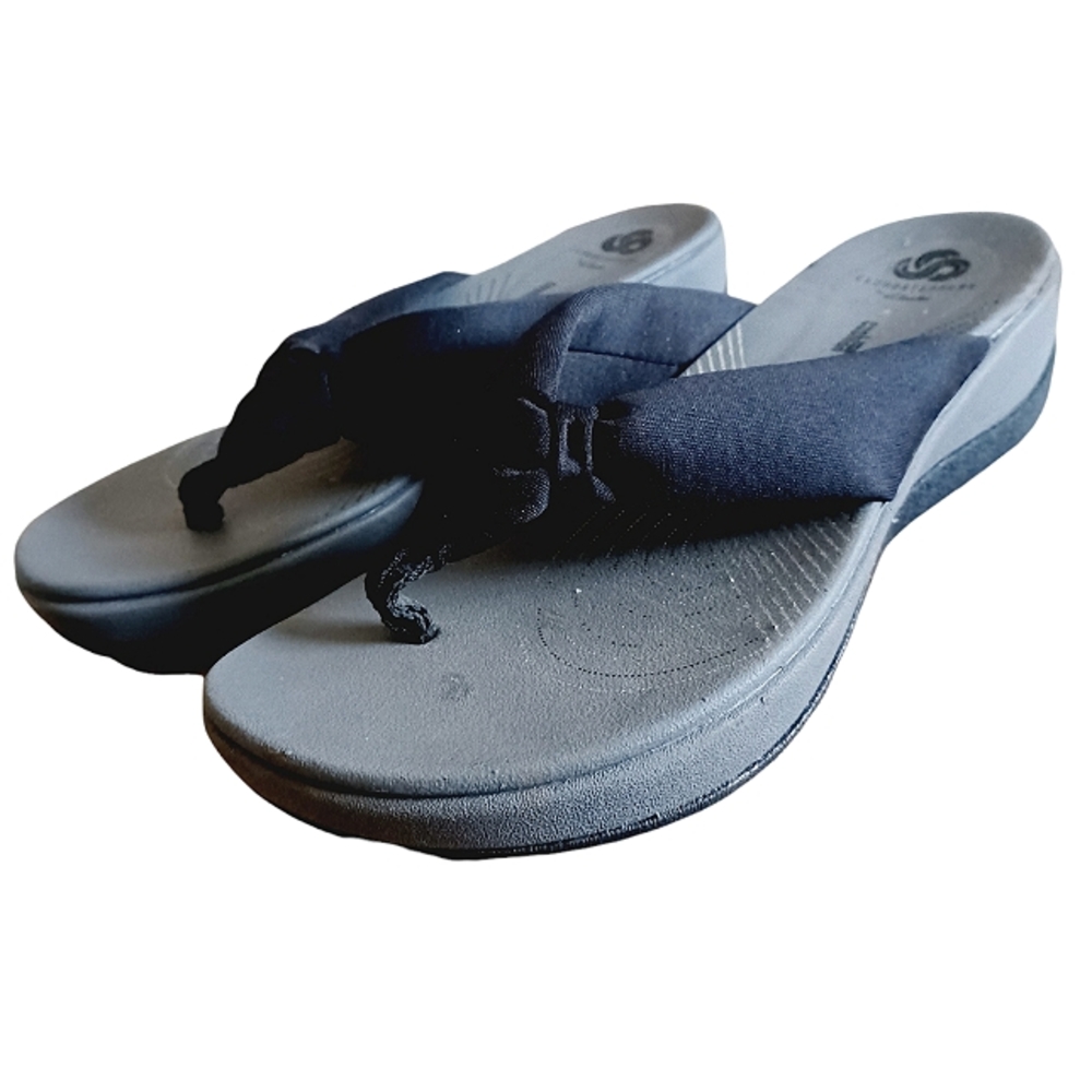 Clarks Cloudstepper Knotted Flip Flops Sandals Si… - image 1